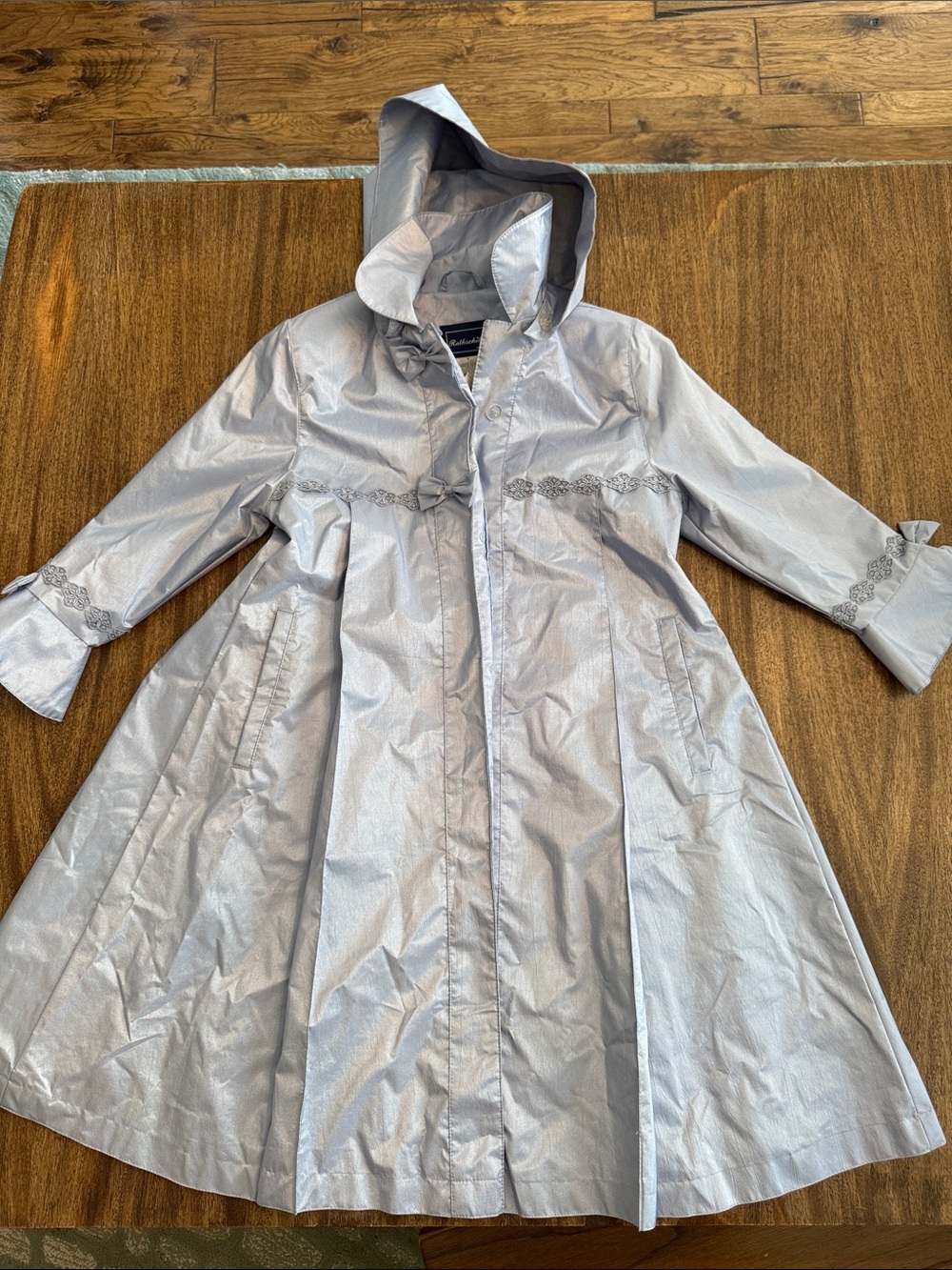 Rothschild Girls' blue Hooded A-Line dress-coat size 8 removable hood